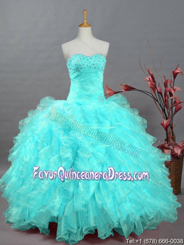 2016 Summer Pretty Sweetheart Beaded Quinceanera Dresses in Organza