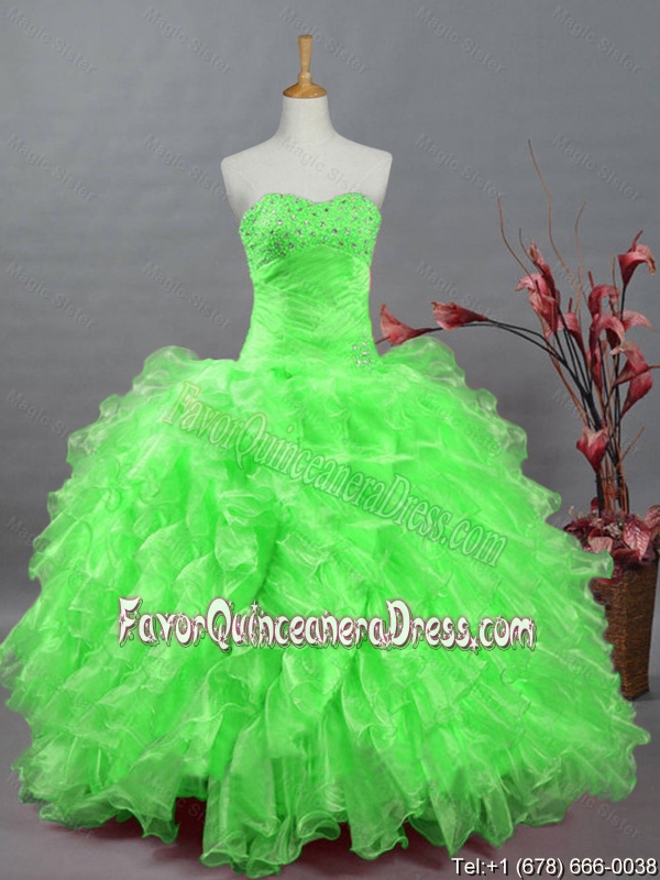 2015 New Style Quinceanera Dresses with Beading and Ruffles