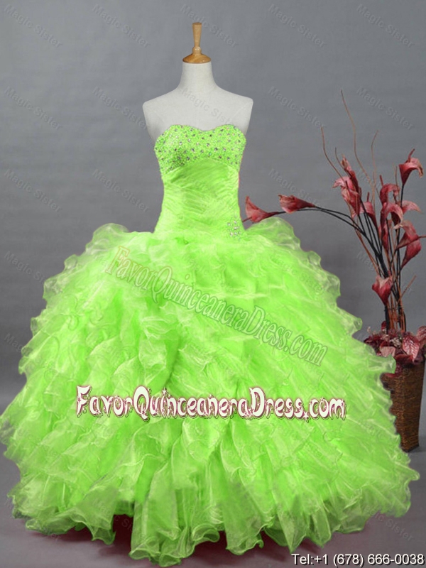 Perfect Sweetheart Quinceanera Dresses in Spring Green for 2015 Winter