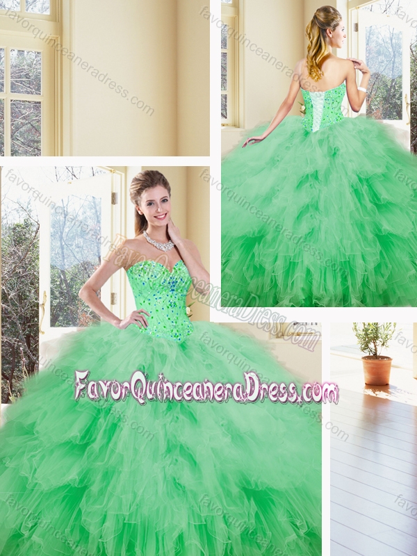 Luxurious Sweetheart Beading and Ruffles Quinceanera Dresses