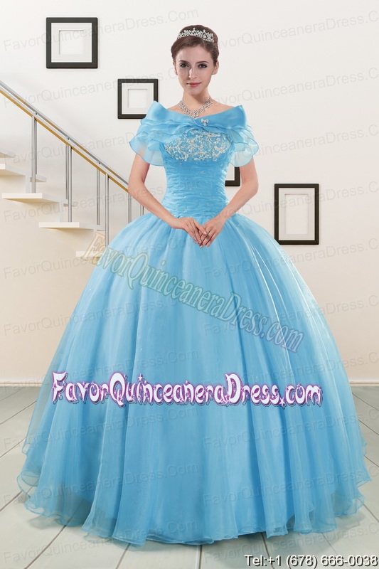Aqua Blue Super Hot Puffy Sweet 16 Dresses for 2015