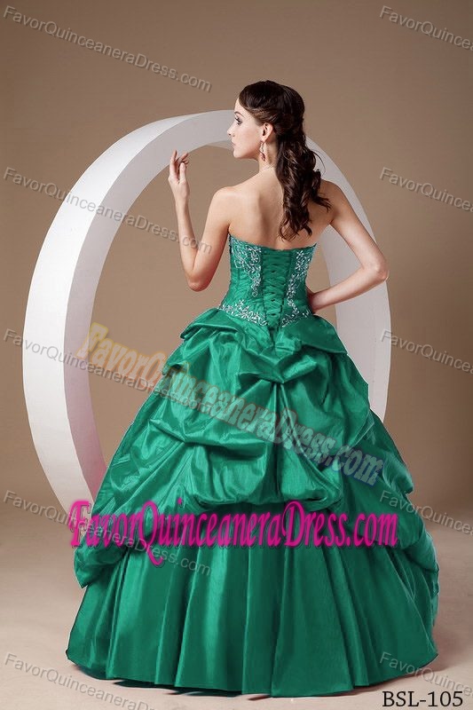 Gorgeous Turquoise A-line Sweetheart Taffeta Sweet 19 Dresses with Appliques