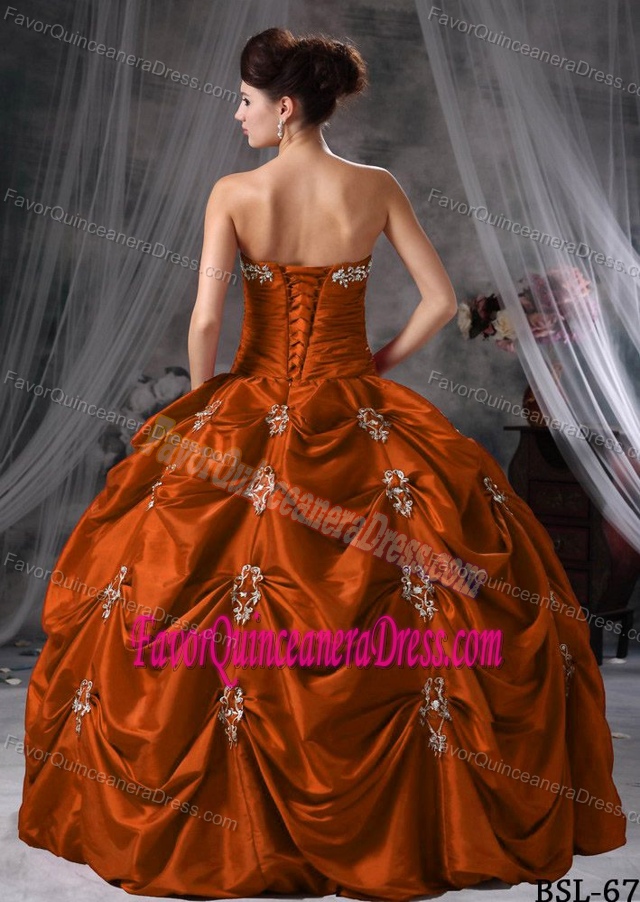Popular Strapless Lace-up Floor-length Taffeta Quinceanera Gown Dresses