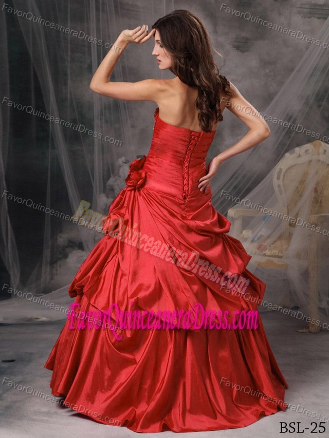 Fabulous Strapless Floor-length Taffeta Quinceanera Gown with Lace-up Back