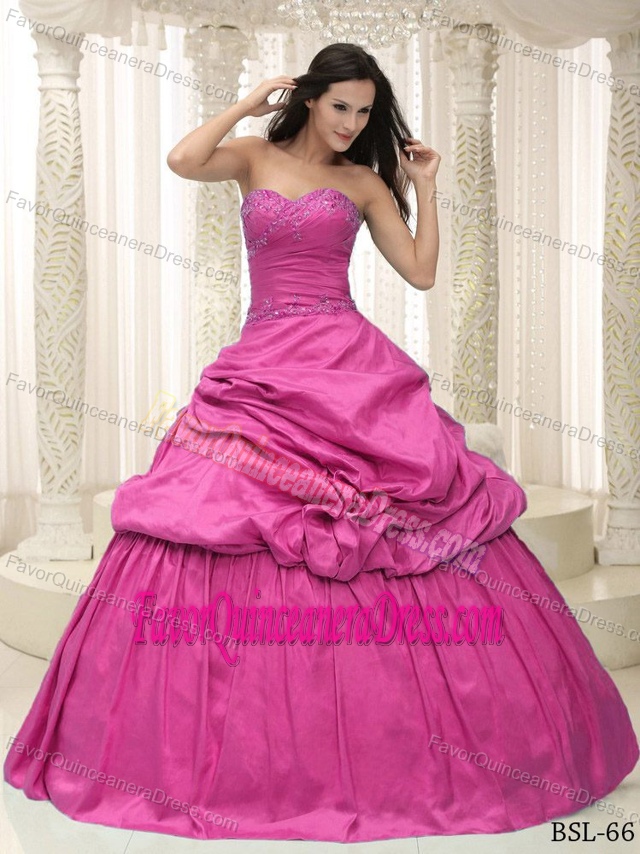 Magnificent Rose Pink Taffeta Lace-up Sweetheart Dresses for Quinceaneras