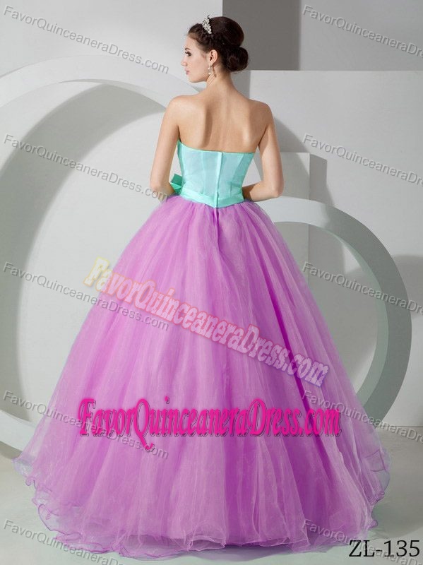 Classical Strapless Floor-length Organza Sweet 18 Dress with Sash and Ruches