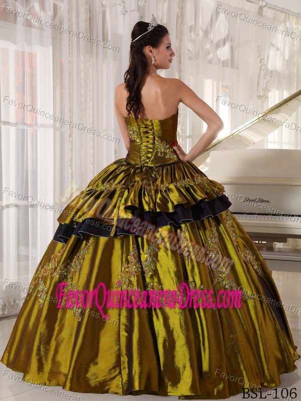 Strapless Floor-length Taffeta Beaded Charming Dresses for Quinceanera
