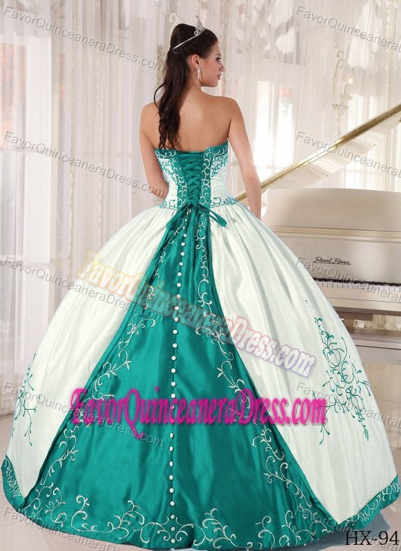 Fashionable Satin Sweet Sixteen Quinceanera Dresses in White and Turquoise