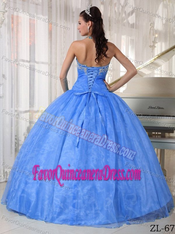 Sweetheart Floor-length Taffeta and Organza Quinceanera Gowns in Baby Blue