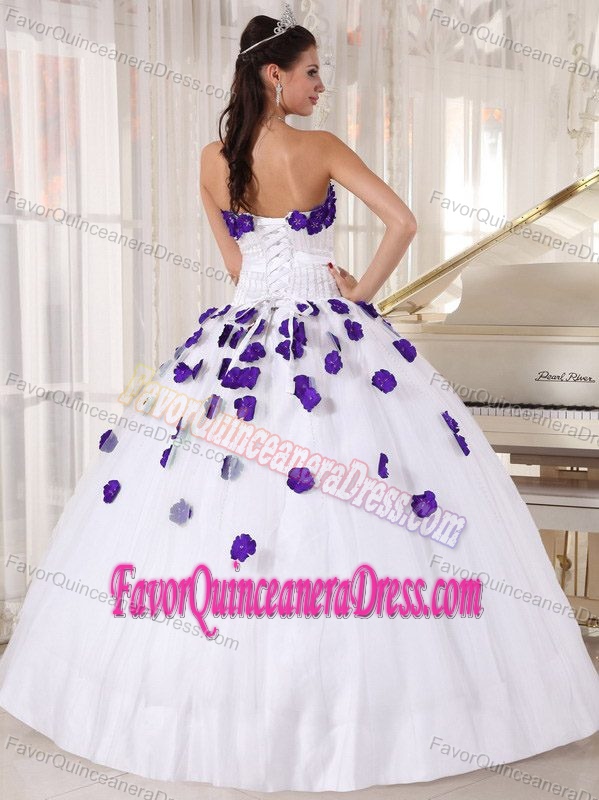Discount White Strapless Floor-length Beaded Tulle and Taffeta Quinces Dress