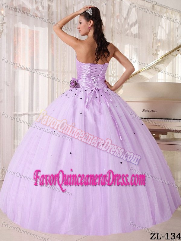 Magnificent Lace-up Ruched and Beaded Long Tulle Dresses for Quinceaneras