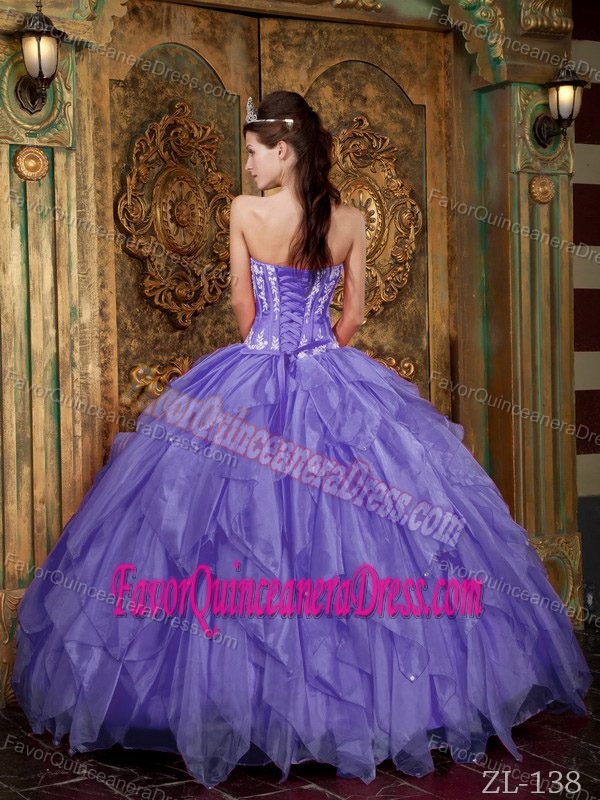 Memorable Strapless Floor-length Organza Quinceaneras Dress with Appliques