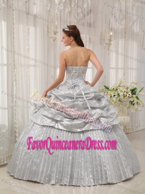 Silver Ball Gown Sweetheart 2013 Dresses for Quinceanera with Appliques