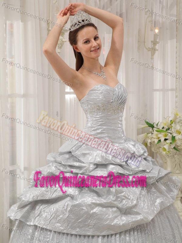 Silver Ball Gown Sweetheart 2013 Dresses for Quinceanera with Appliques