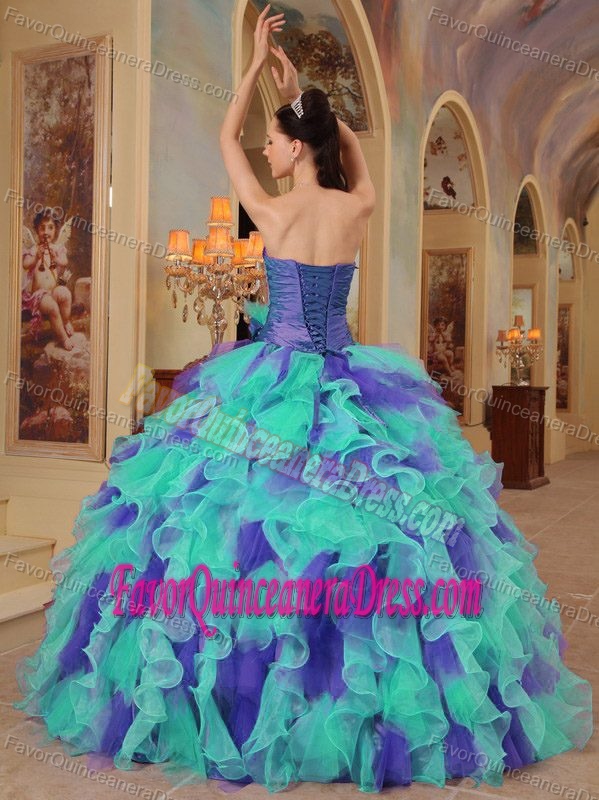 Colorful Ball Gown Sweetheart Organza Quinceanera Dresses with Ruffles