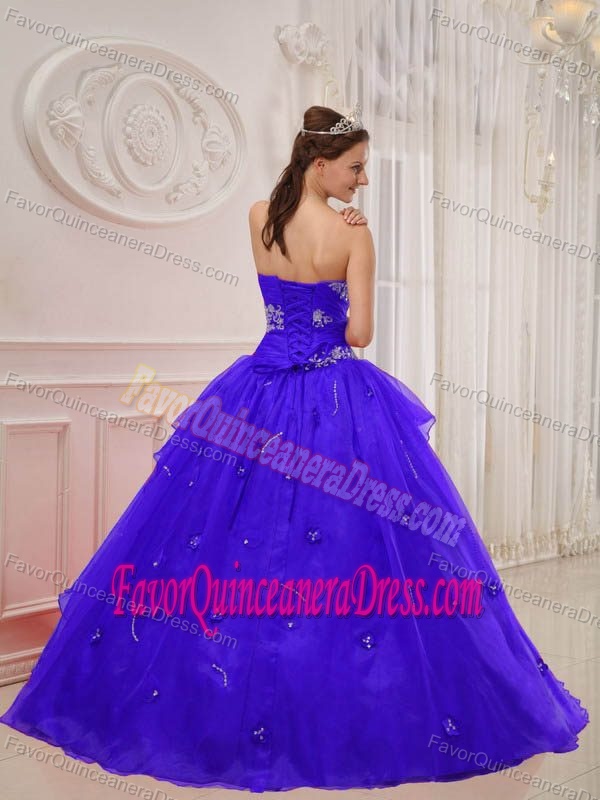 Purple Appliqued Strapless 2013 Quince Dresses in Taffeta and Organza