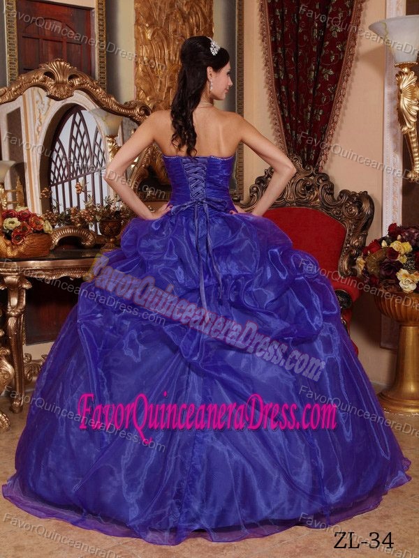 Blue Ball Gown Beaded Sweet Sixteen Quinceanera Dresses with Ruffles