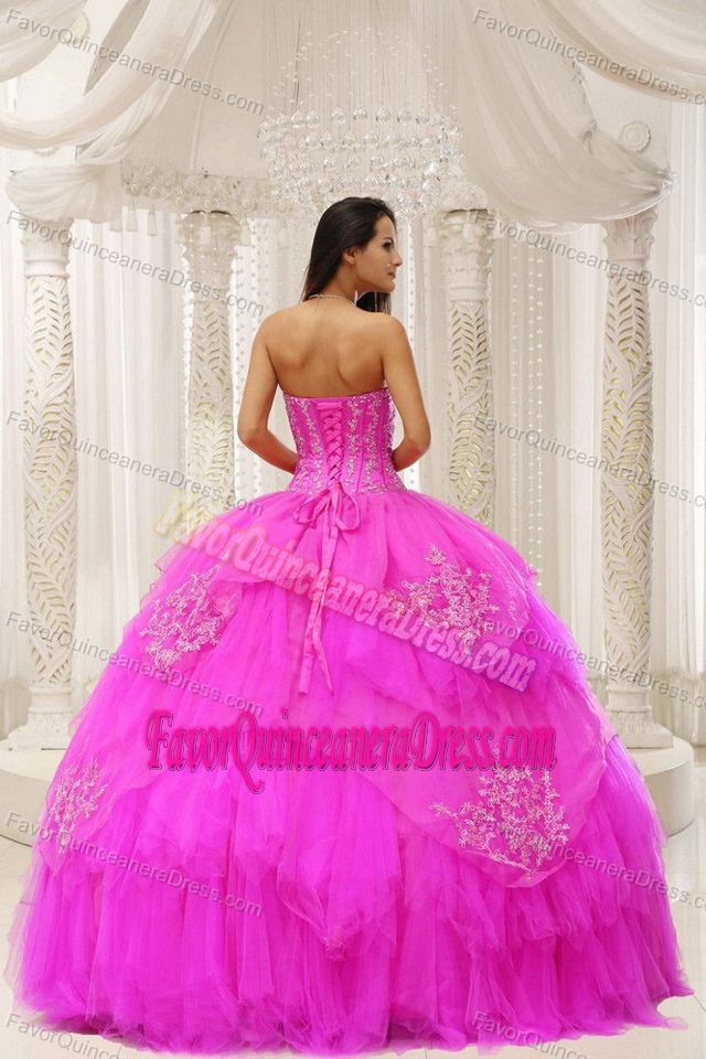 Pretty Sweetheart Sweet 16 Quinceanera Dress with Layers in Hot Pink Color