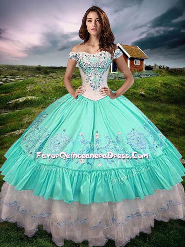  Sleeveless Beading and Embroidery and Ruffled Layers Lace Up Vestidos de Quinceanera