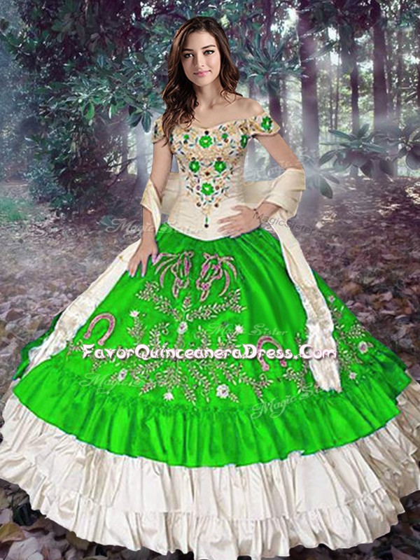  Floor Length Quinceanera Dresses Off The Shoulder Sleeveless Lace Up
