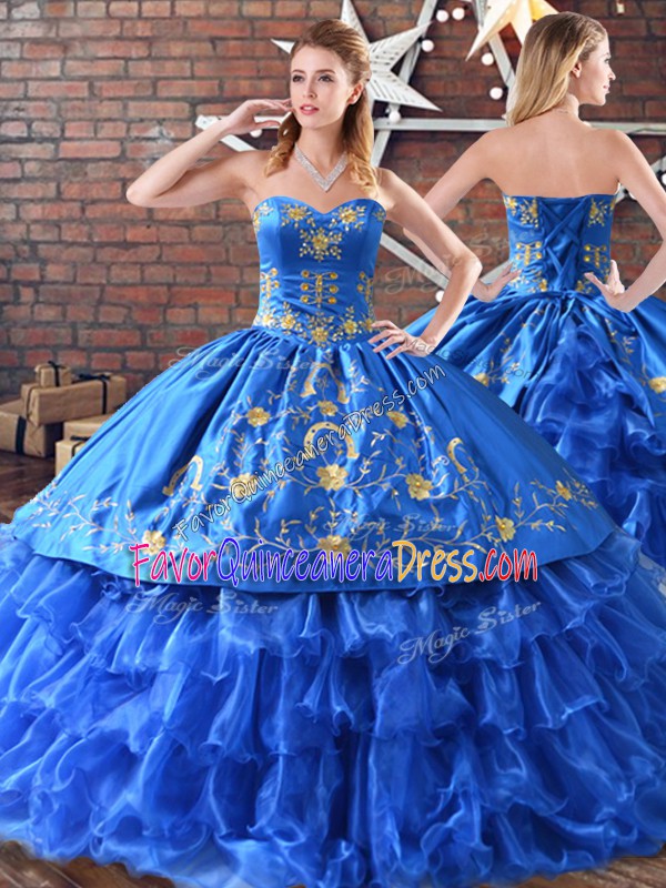  Blue Sweet 16 Dresses Sweet 16 and Quinceanera with Embroidery Sleeveless