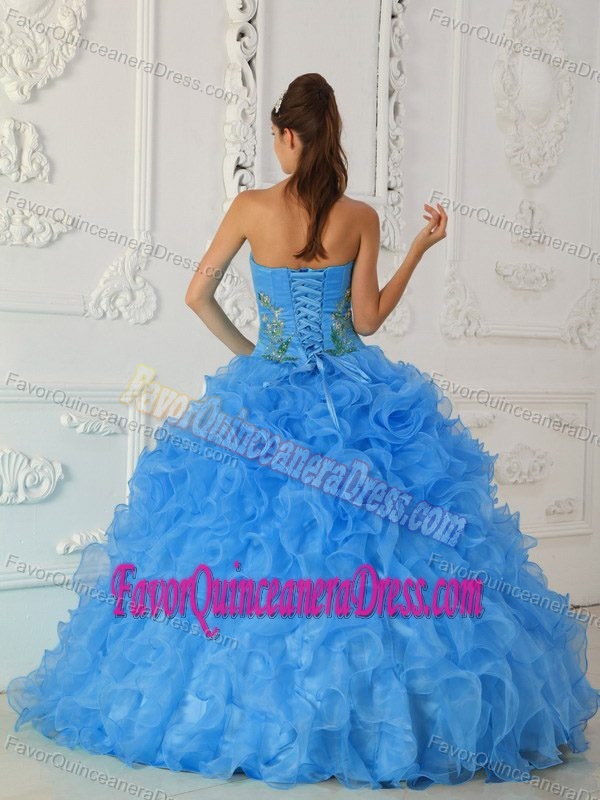 Exquisite Strapless Dresses for Quinceanera with Embroidery and Ruffles