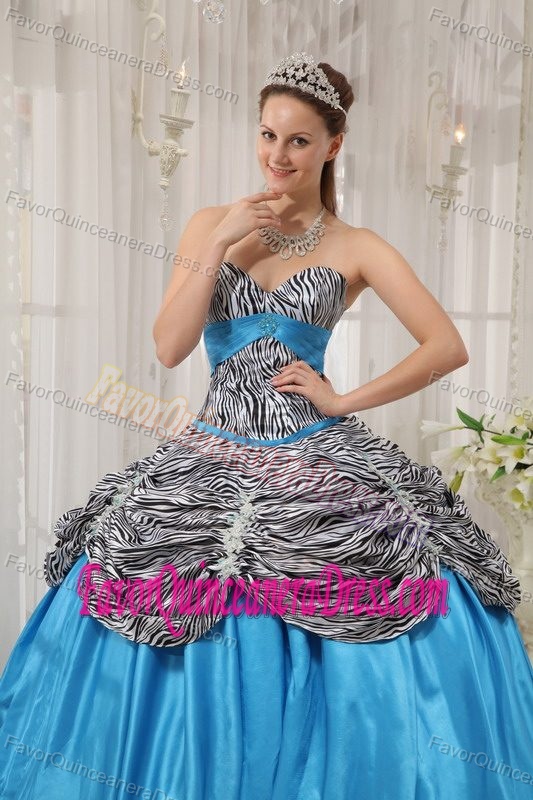 Popular Ball Gown Sweetheart Quinceanera Gown Dresses with Zebra Ruffles