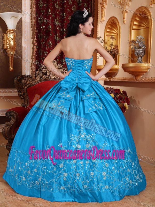 Cheap Strapless Teal Sweet Sixteen Quinceanera Dress with Embroidery on Sale