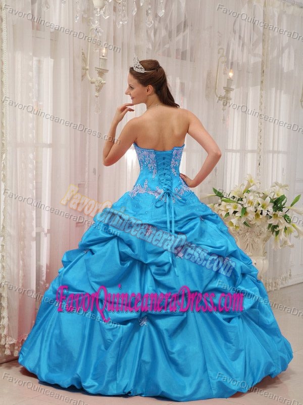 Beautiful Ball Gown Dresses for Quince with Pickups and Pink Appliques