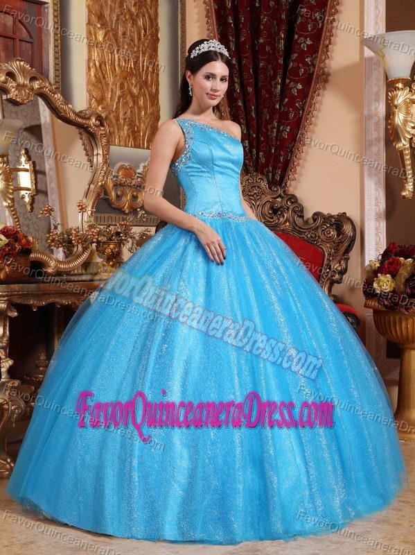 Attracting Beaded One Shoulder Fall Sweet 15 Dresses in Taffeta and Tulle