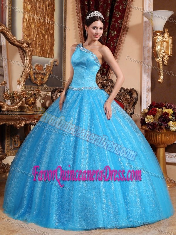 Attracting Beaded One Shoulder Fall Sweet 15 Dresses in Taffeta and Tulle