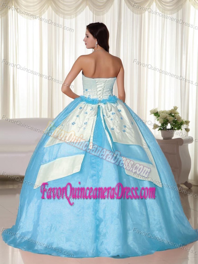 Amazing Floor-length Quince Dresses with Embroidery in White and Aqua Blue