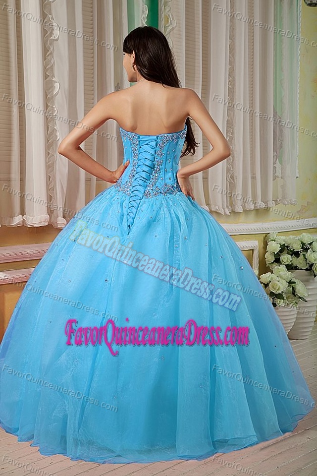 Ball Gown Aqua Blue Quinceanera Gowns with Sweetheart and Beadings in 2010