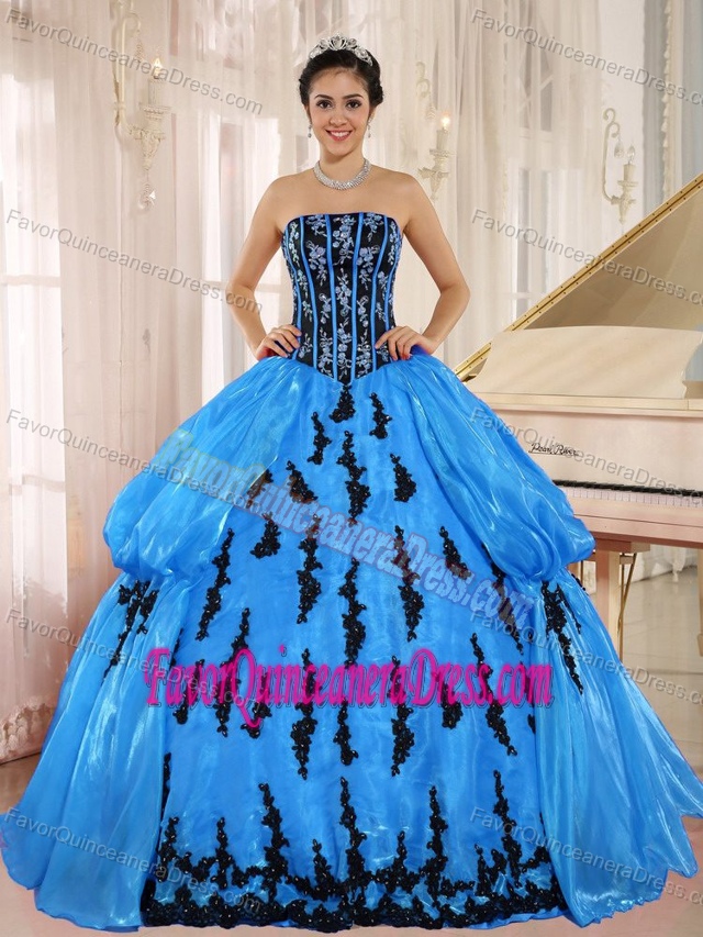 Brand New Black and Blue Quinceanera Gown Dresses with Embroidery on Sale
