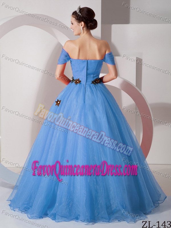 formal Princess Off the Shoulder Appliqued Sweet 16 Dresses in Organza
