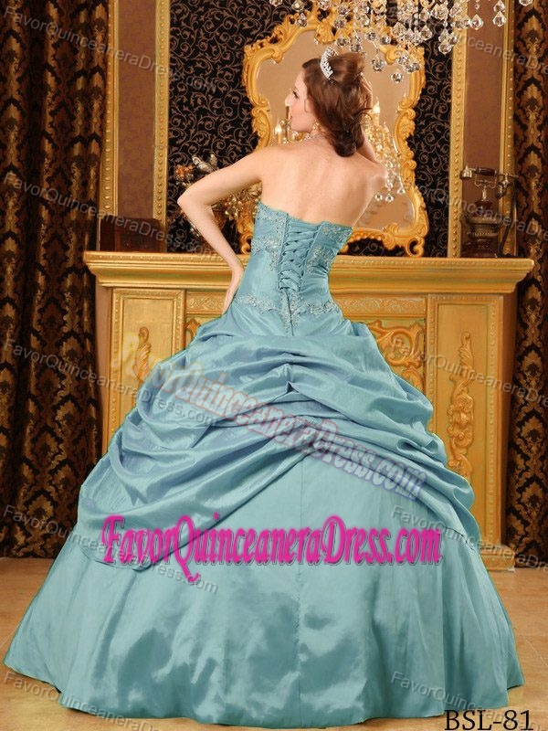 Taffeta Beaded Sweet Sixteen Dresses in Olive with Pick-ups in 2012