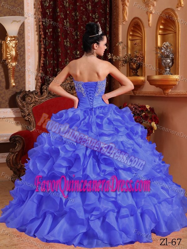 Strapless Organza Beading and Appliques Decorated Quince Dress in 2013