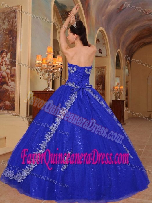 Dark Blue Sweetheart Organza Embroidery Sweet 15 Dresses with Beading