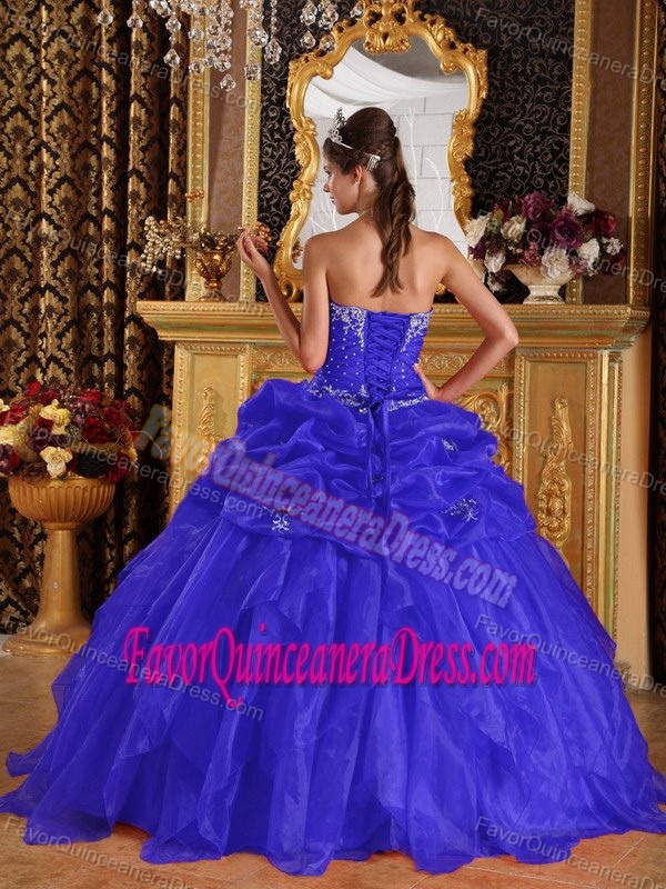 Attractive Blue Sweetheart Quinceanera Dresses Decorated with Beading in Organza