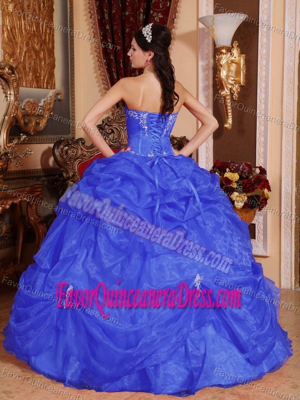 Best Seller Blue Organza Beaded Dress for Quinceaneras with Beading on Sale