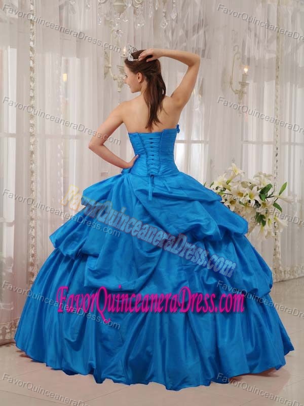 Most popular Ball Gown Strapless Dresses for Quinceaneras with Flowers in Teal