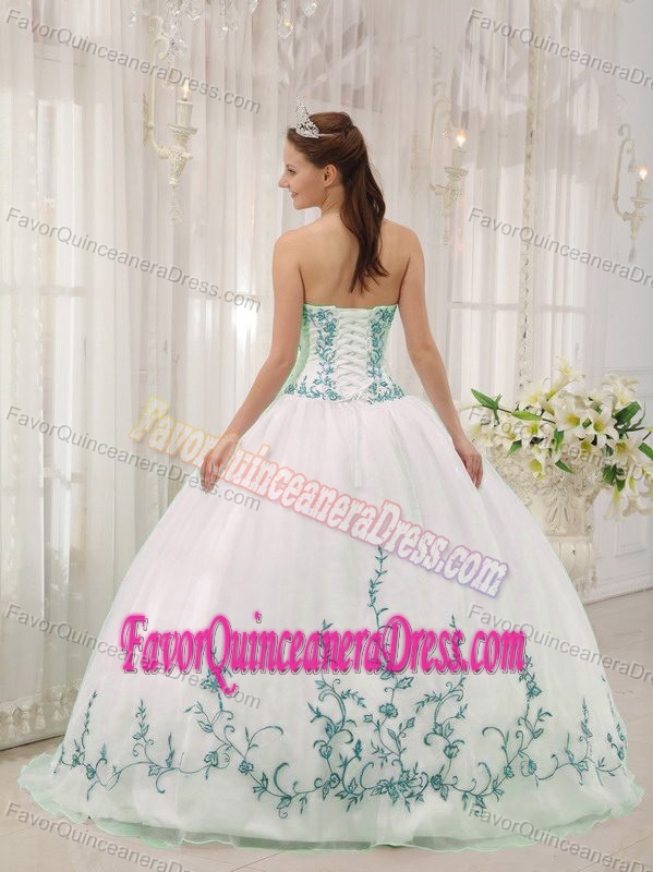 Fabulous White and Blue Quinceanera Dresses with handmade Flowers on Sale