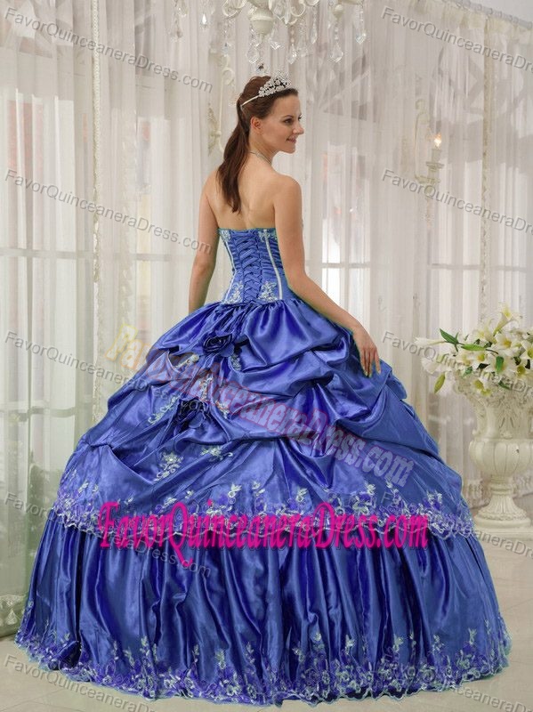 Recommended Blue Ball Gown Strapless Floor-length Taffeta Quinces Dresses