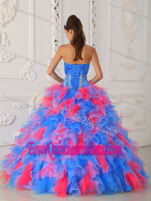 Multi-color Strapless Fashionable Sweet 16 Dresses with Handmade Flowers
