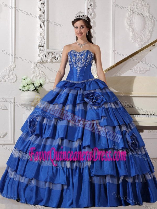 Beautiful Blue Ball Gown Sweetheart Floor-length Taffeta Quinceanera Gown Dress
