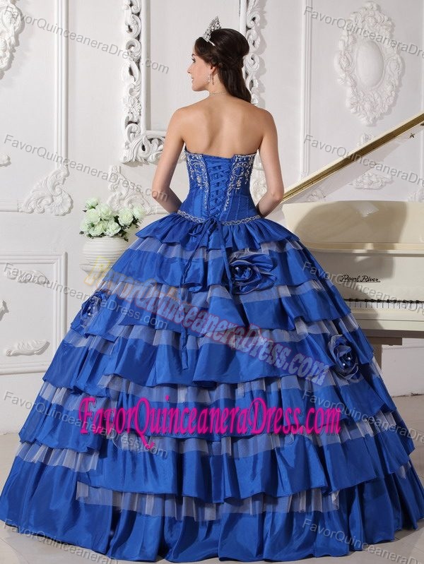 Beautiful Blue Ball Gown Sweetheart Floor-length Taffeta Quinceanera Gown Dress