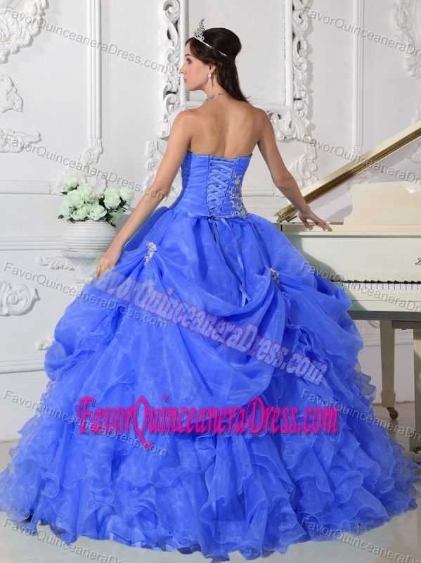 Organza Ruched Beaded Blue Fave Quince Dresses with Ruffled Layers for Cheap