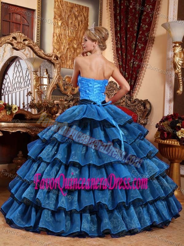 Multi-color Timeless Layered Quinceanera Dress Decorated with Handmade Flowers