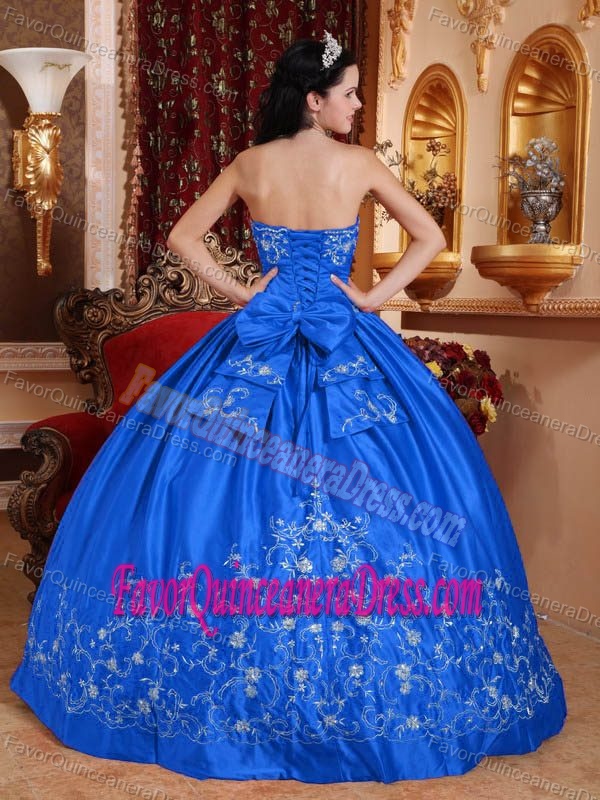 Blue Ball Gown Strapless Floor-length Taffeta Must-have Sweet Sixteen Dresses