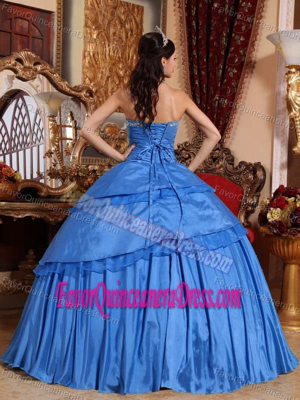 Sweetheart Svelte Blue Dresses for Quinceanera Made in Taffeta with Appliques